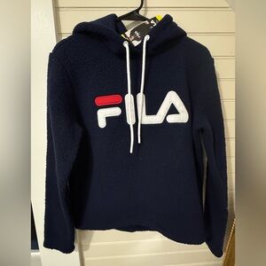 NWT! FILA  Women’s Dark Blue Fleece Pullover with Logo size small